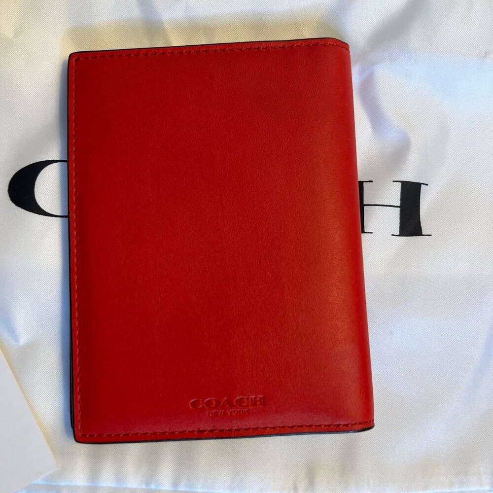 Coach Red Leather Passport Case with Triceratops - Picture 5 of 11